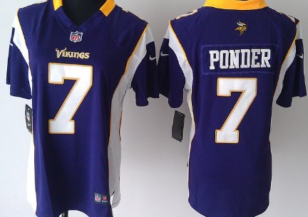 Minnesota Vikings 7 Christian Ponder Purple Game Womens Team Nike Jerseys